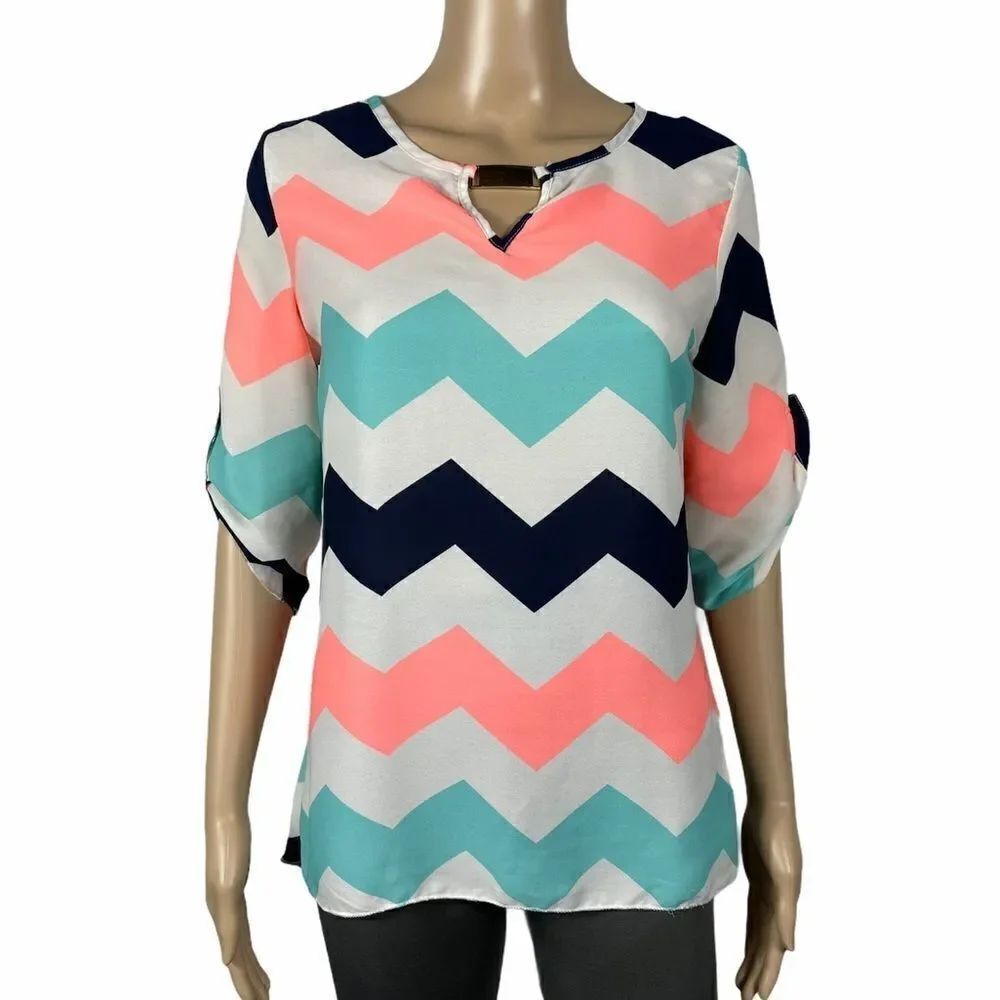 Rue 21 Multicolor Zig-Zag Striped Blouse